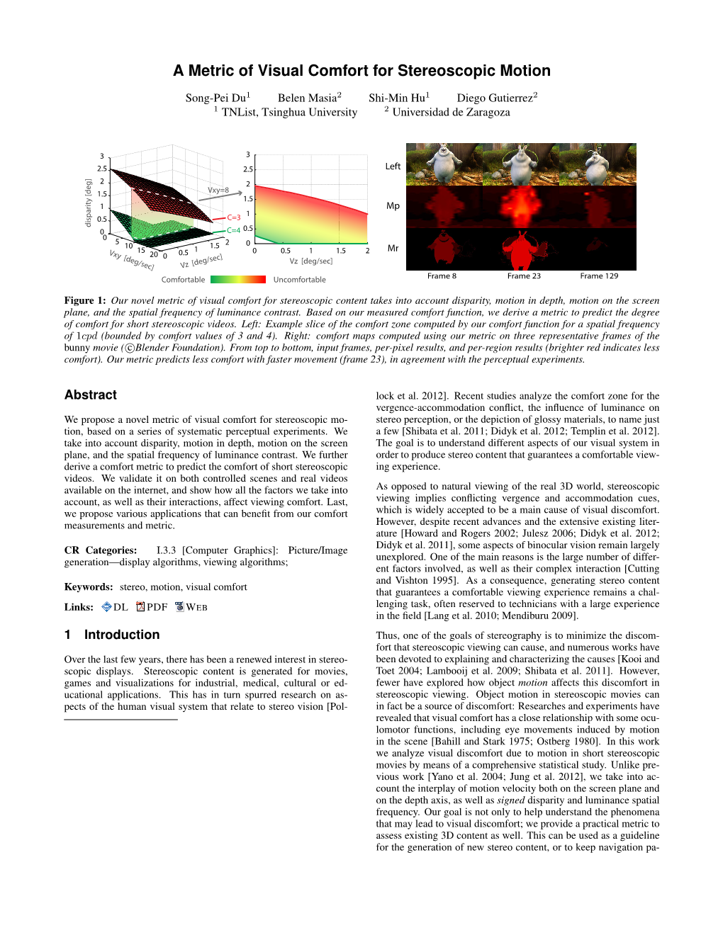 A Metric of Visual Comfort for Stereoscopic Motion