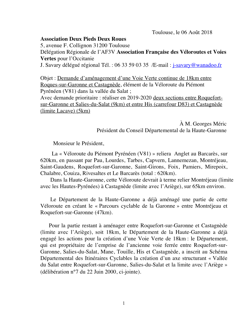 Toulouse, Le 06 Août 2018 Association Deux Pieds Deux Roues 5, Avenue F