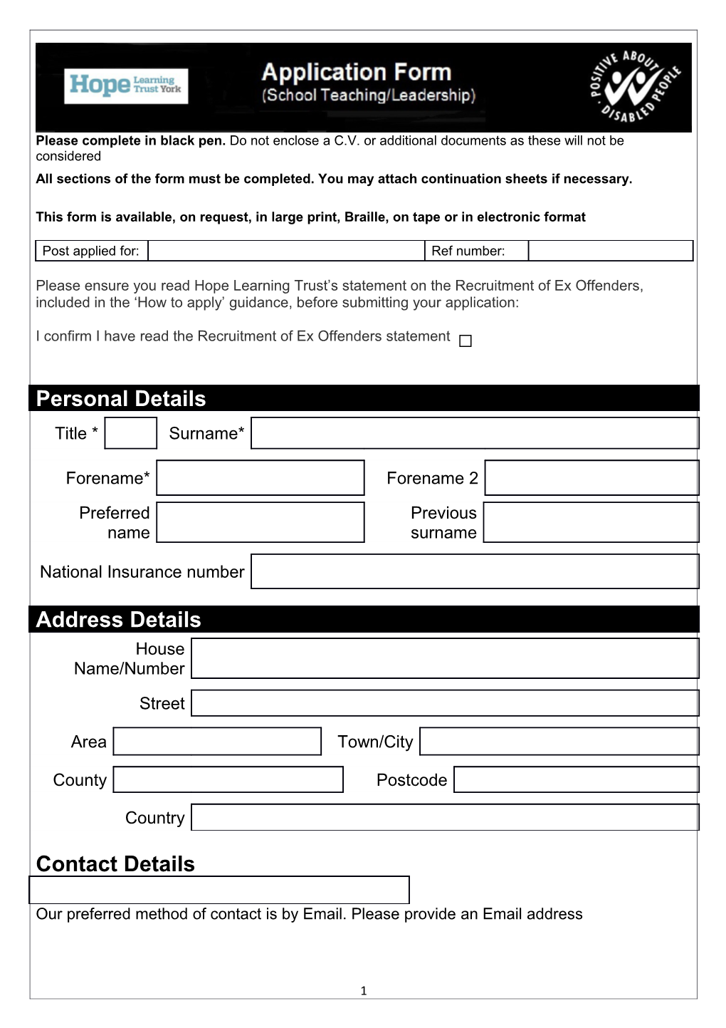 This Form Is Available, on Request, in Large Print, Braille, on Tape Or in Electronic Format