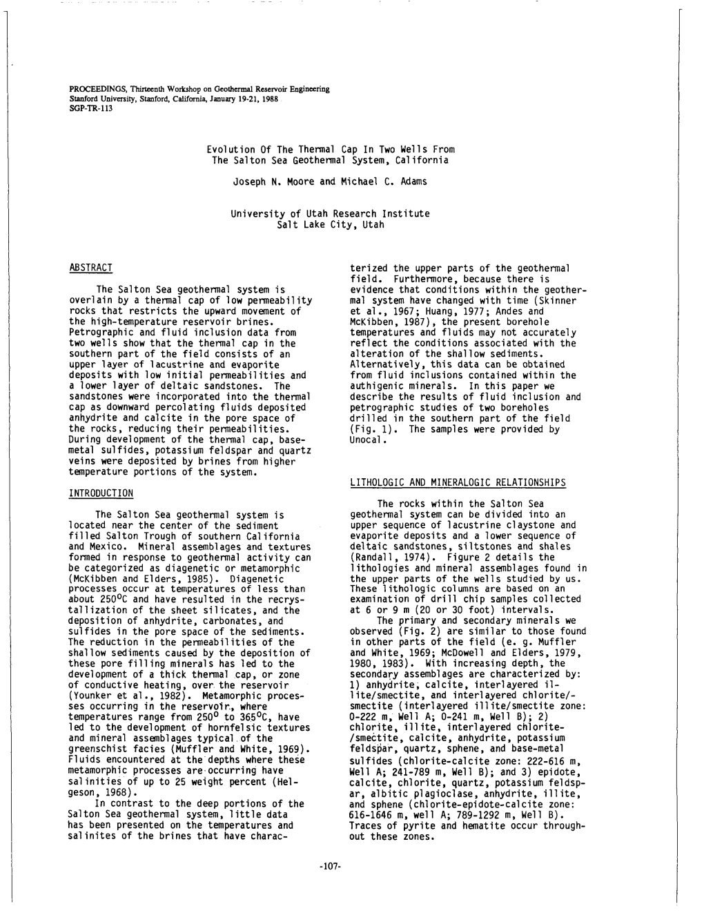 Evolution of the Thermal Cap in Two Wells from the Salton Sea Geothermal System, California