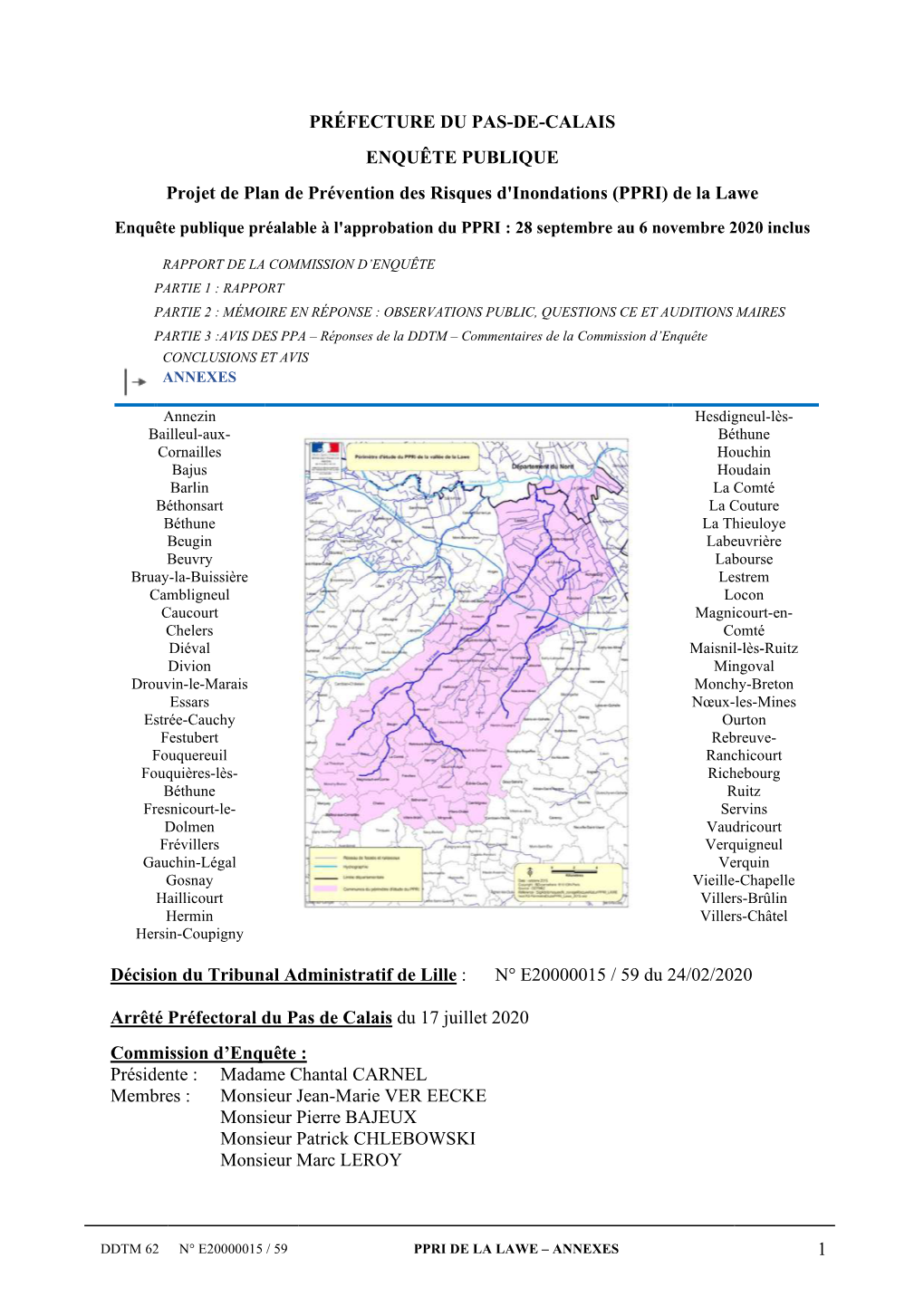 PPRI) De La Lawe Enquête Publique Préalable À L'approbation Du PPRI : 28 Septembre Au 6 Novembre 2020 Inclus