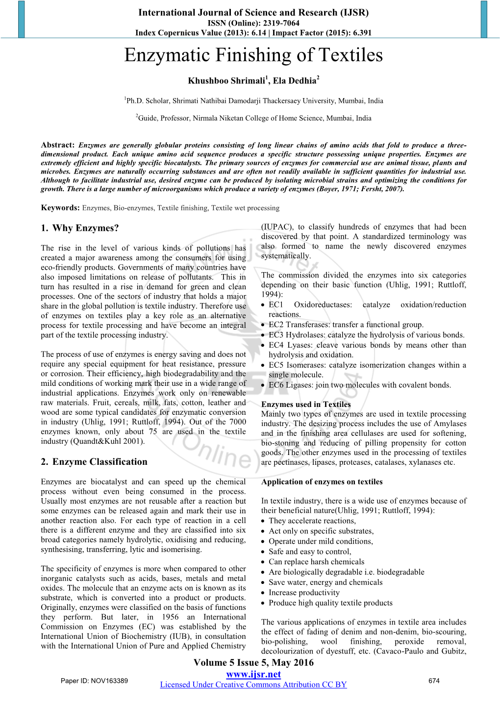 Enzymatic Finishing of Textiles