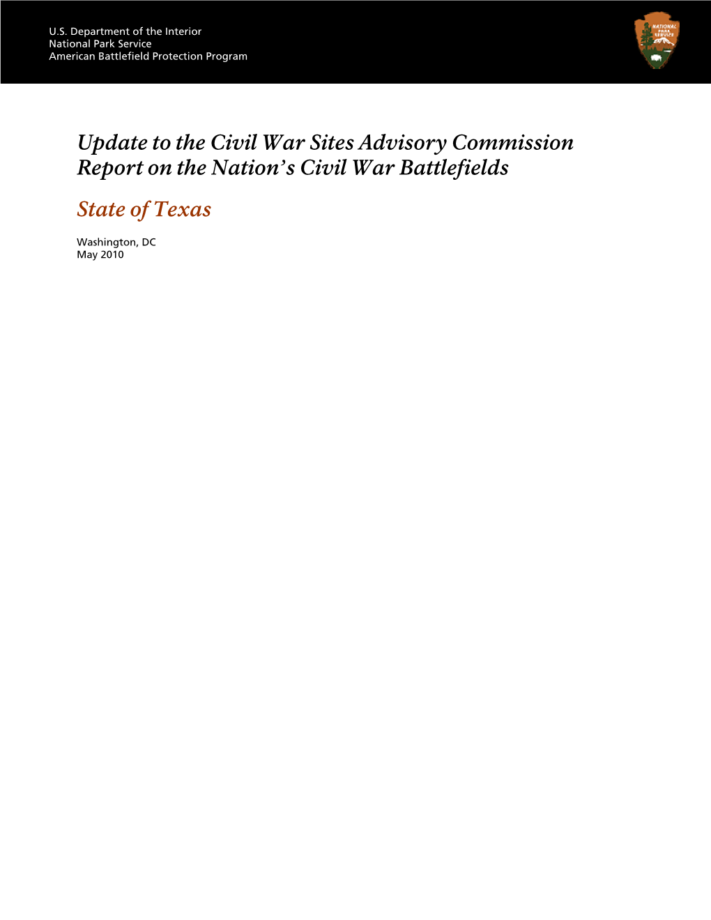 Update to the Civil War Sites Advisory Commission Report on the Nation’S Civil War Battlefields