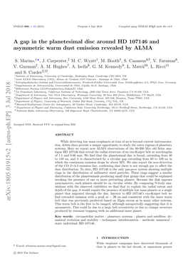 A Gap in the Planetesimal Disc Around HD 107146 and Asymmetric Warm Dust Emission Revealed by ALMA