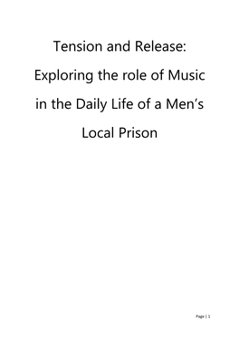 Tension and Release: Exploring the Role of Music in the Daily Life of a Men’S Local Prison