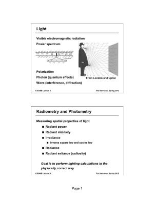 Light Radiometry and Photometry