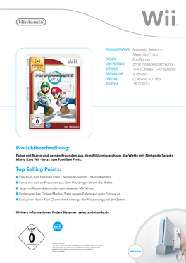 Top Selling Points: N Fahrspaß Zum Familien Preis – Nintendo Selects – Mario Kart Wii