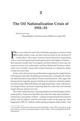 The Oil Nationalization Crisis of 1951–53