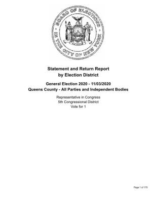 Statement and Return Report by Election District General Election
