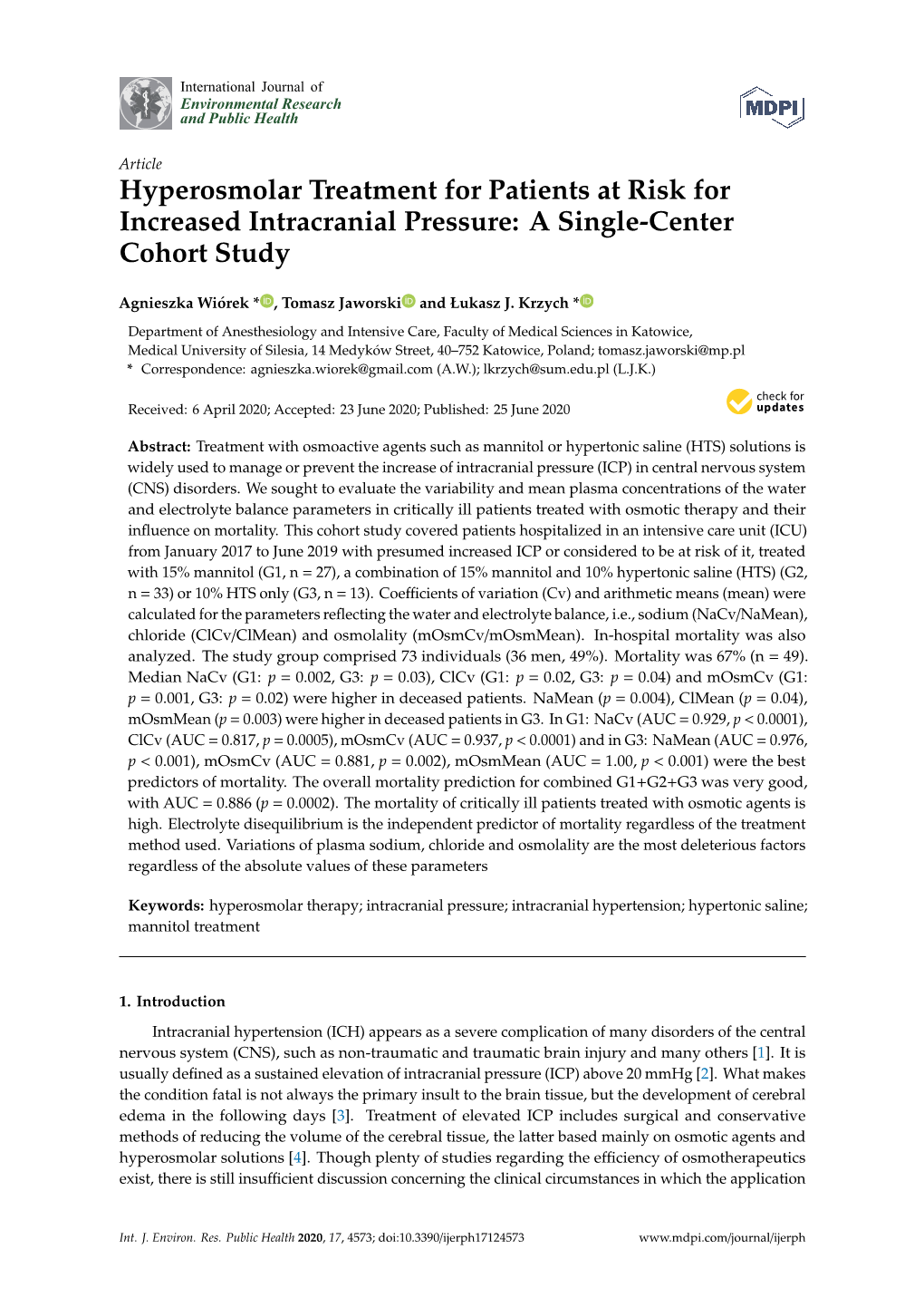 Hyperosmolar Treatment for Patients at Risk for Increased Intracranial Pressure: a Single-Center Cohort Study