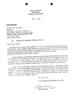 Letter of Support of Bill No. 824