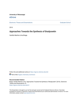 Approaches Towards the Synthesis of Bradyoxetin