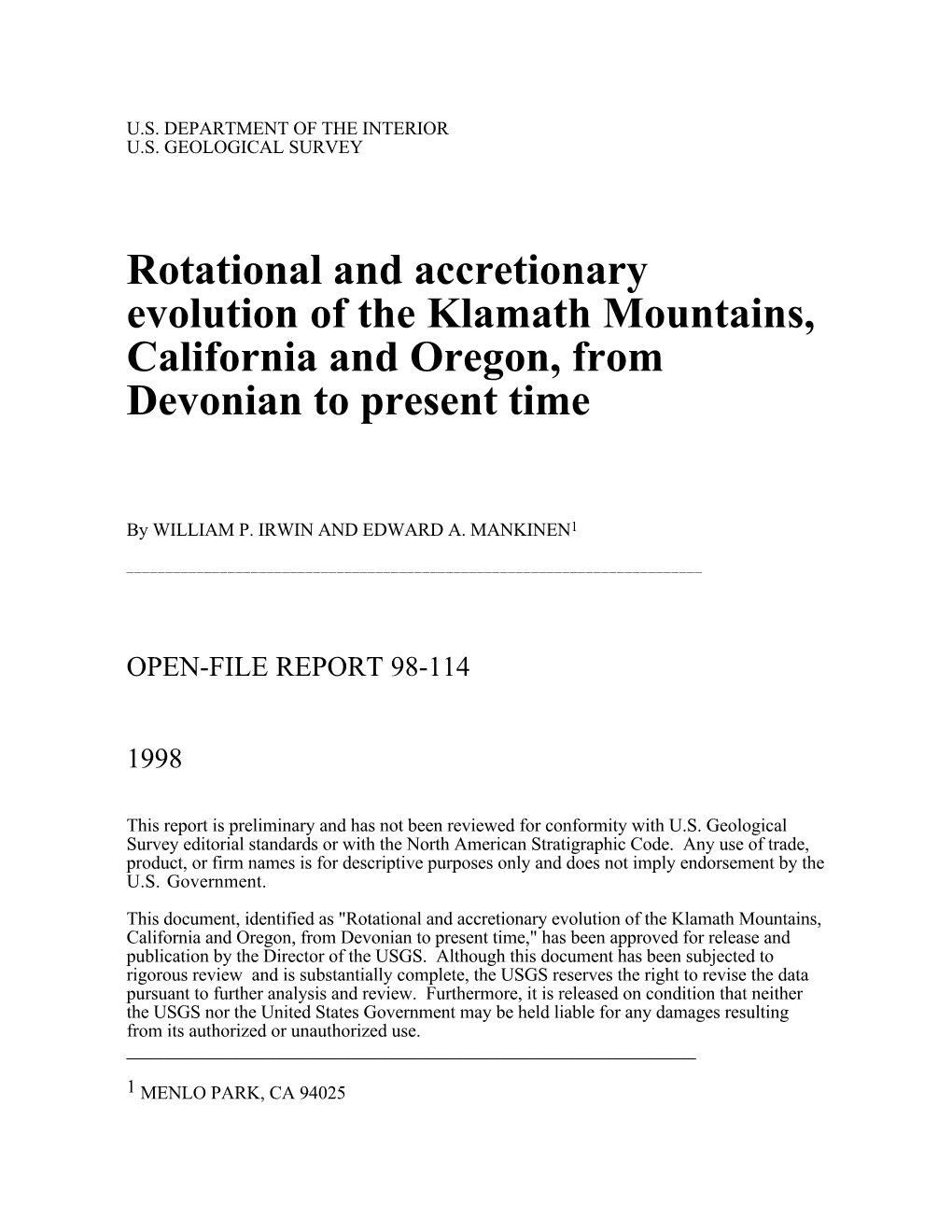 Rotational and Accretionary Evolution of the Klamath Mountains, California and Oregon, from Devonian to Present Time