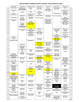 Wwe Network Planning & Events Calendar