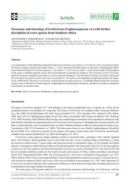 Taxonomy and Chorology of Corbichonia (Lophiocarpaceae S.L.) with Further Description of a New Species from Southern Africa