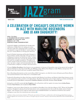 A Celebration of Chicago's Creative Women in Jazz with Marlene Rosenberg and Jo Ann Daugherty!