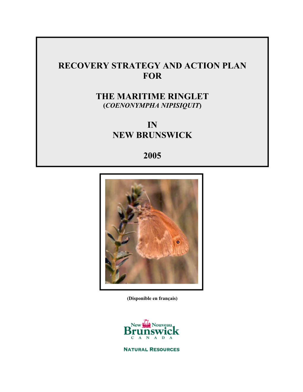 Recovery Strategy and Action Plan for the Maritime Ringlet