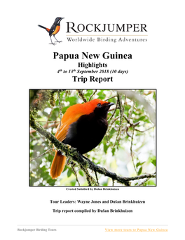 Papua New Guinea Highlights 4Th to 13Th September 2018 (10 Days) Trip Report