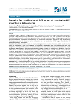 Towards a Fair Consideration of Prep As Part of Combination HIV Prevention in Latin America