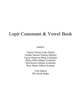 Lopit Consonant & Vowel Book