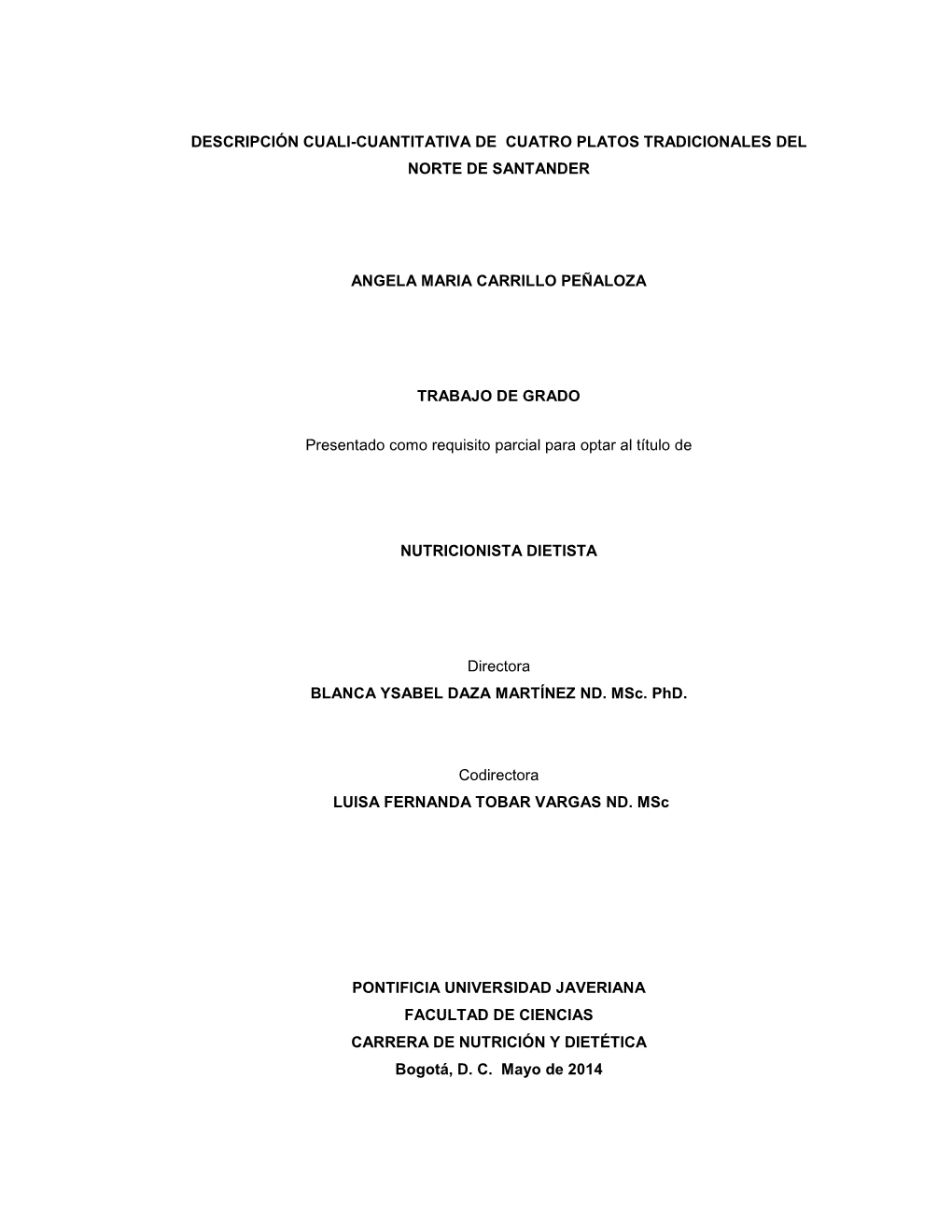 Descripción Cuali-Cuantitativa De Cuatro Platos Tradicionales Del Norte De Santander