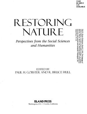 Restoring Nature :Perspectives from the Social Sciences and Humanities / Paul H