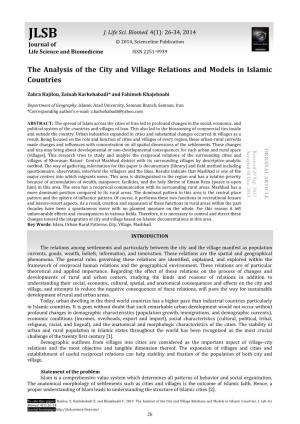 The Analysis of the City and Village Relations and Models in Islamic Countries