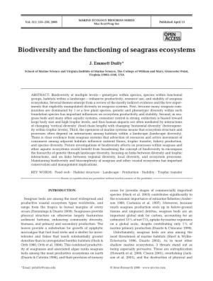 Biodiversity and the Functioning of Seagrass Ecosystems