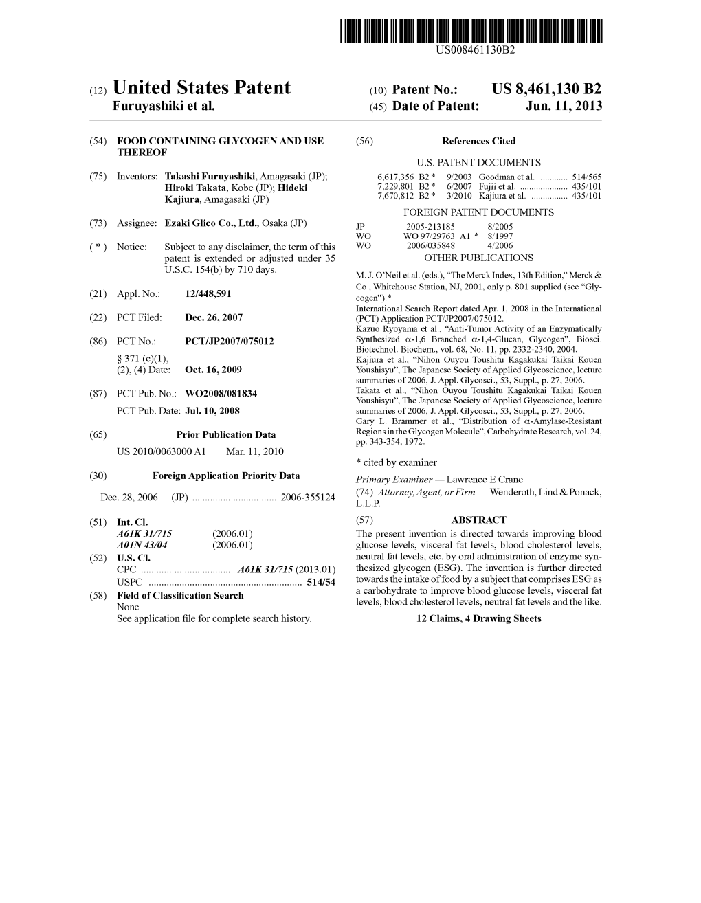 (12) United States Patent (10) Patent No.: US 8.461,130 B2 Furuyashiki Et Al