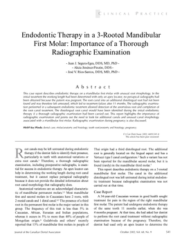Endodontic Therapy in a 3-Rooted Mandibular First Molar: Importance of a Thorough Radiographic Examination
