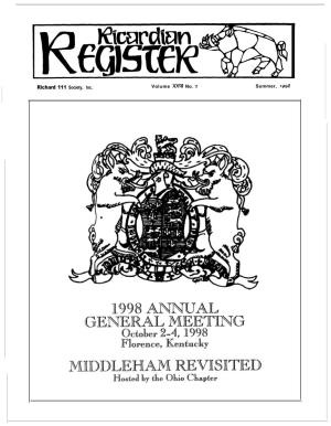 Richard 111 Society, Inc. Volume XXIII No. 2 Summer, 1998 Register Staff