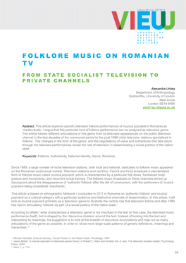 Folklore Music on Romanian Tv