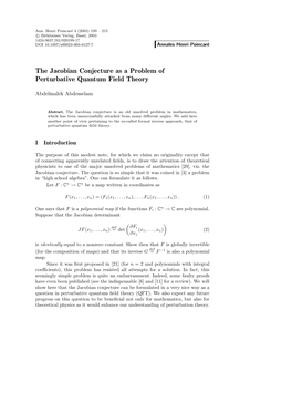 The Jacobian Conjecture As a Problem of Perturbative Quantum Field Theory