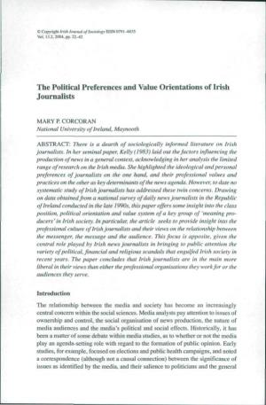 The Political Preferences and Value Orientations of Irish Journalists