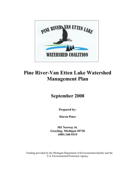 Pine River-Van Etten Lake Watershed Management Plan