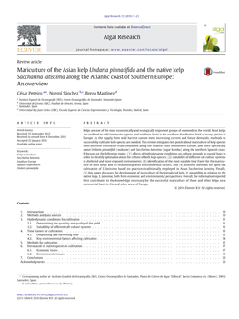 Mariculture of the Asian Kelp Undaria Pinnatifida and the Native Kelp