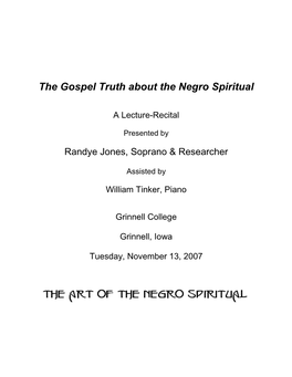 The Gospel Truth About the Negro Spiritual