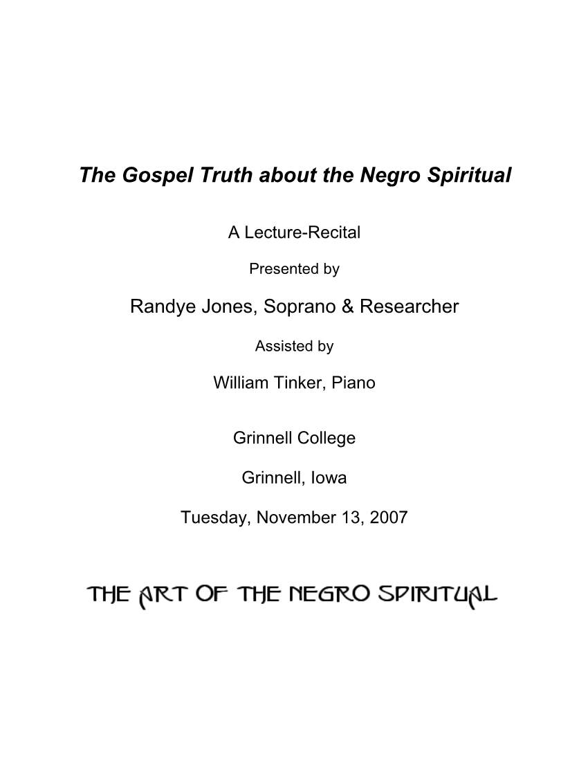 The Gospel Truth About the Negro Spiritual