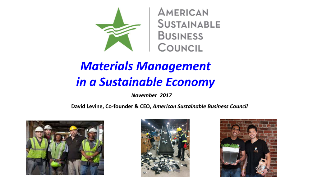 Materials Management in a Sustainable Economy