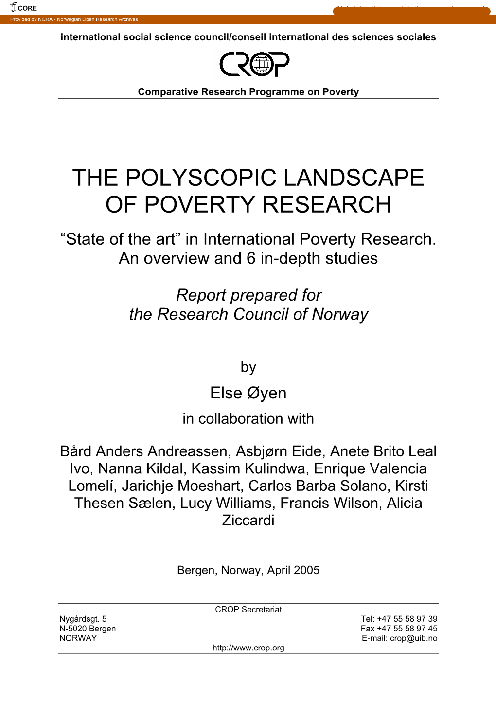 The Polyscopic Landscape of Poverty Research