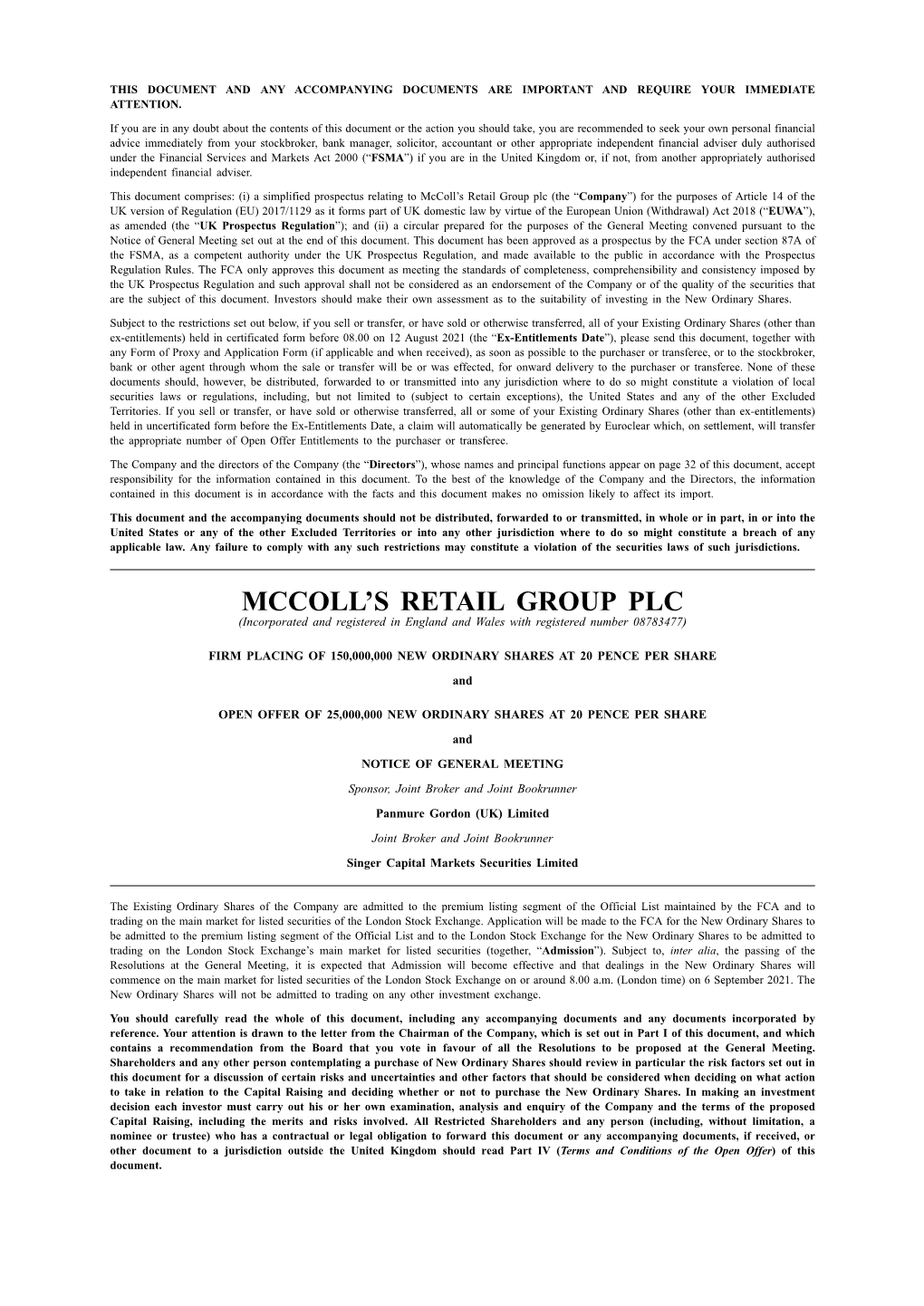 Mccoll's Retail Group