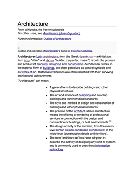 Architecture from Wikipedia, the Free Encyclopedia for Other Uses, See Architecture (Disambiguation)