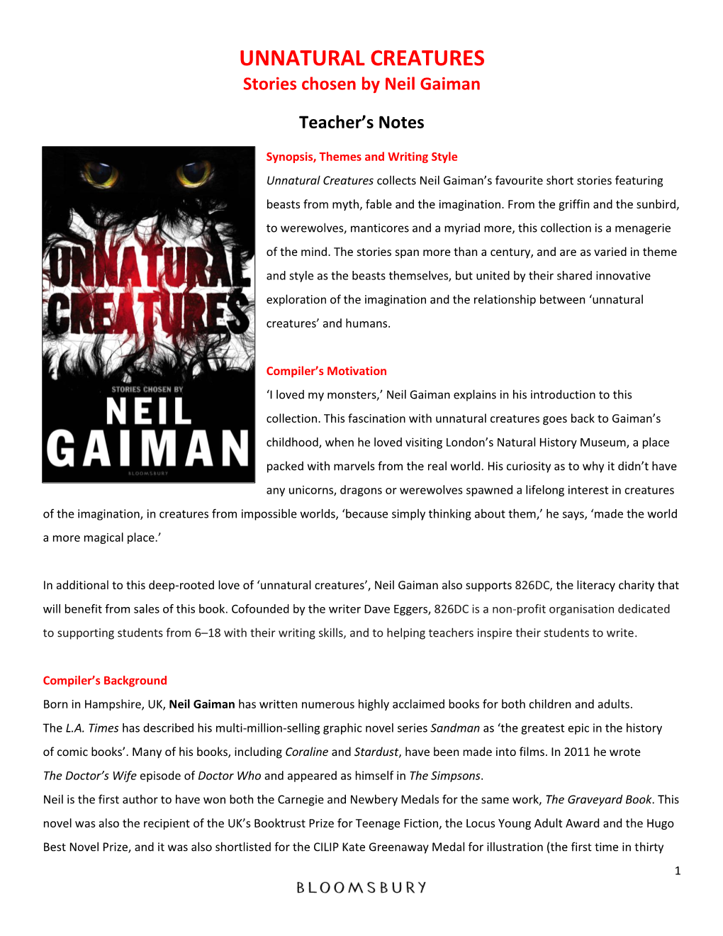 UNNATURAL CREATURES Stories Chosen by Neil Gaiman