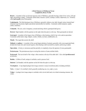Brief Glossary and Bibliography of Mollusks