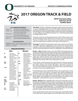 2017 Oregon Track & Field