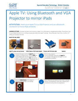 Apple TV: Using Bluetooth and VGA Projector to Mirror Ipads
