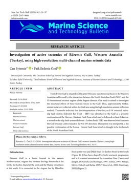 Investigation of Active Tectonics of Edremit Gulf, Western Anatolia (Turkey), Using High-Resolution Multi-Channel Marine Seismic Data
