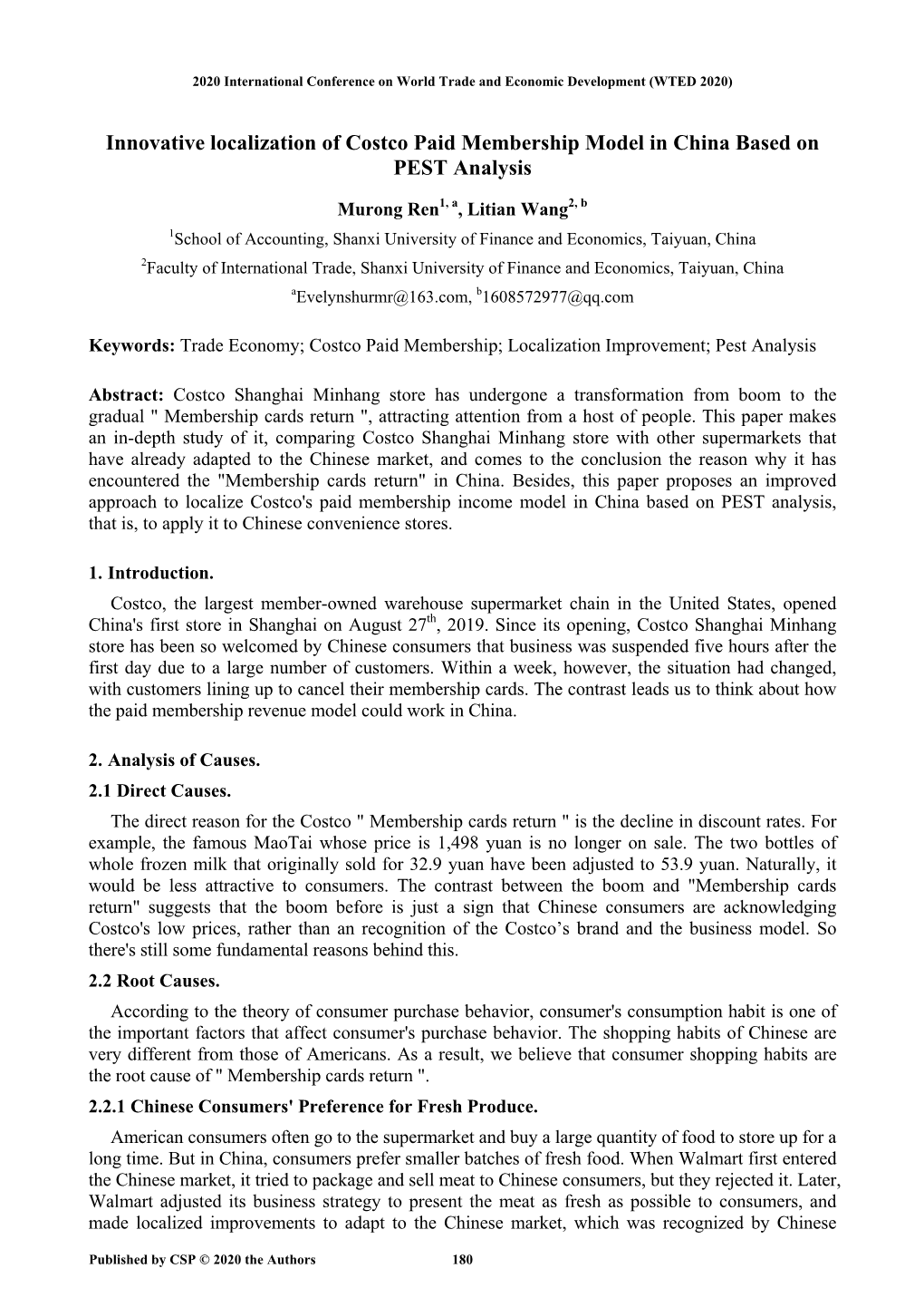 Innovative Localization of Costco Paid Membership Model in China Based on PEST Analysis