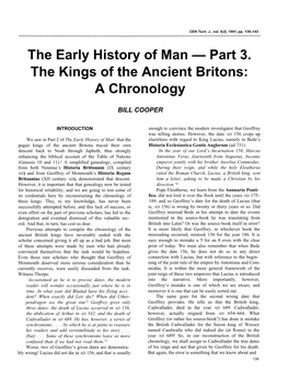 The Early History of Man — Part 3. the Kings of the Ancient Britons: a Chronology