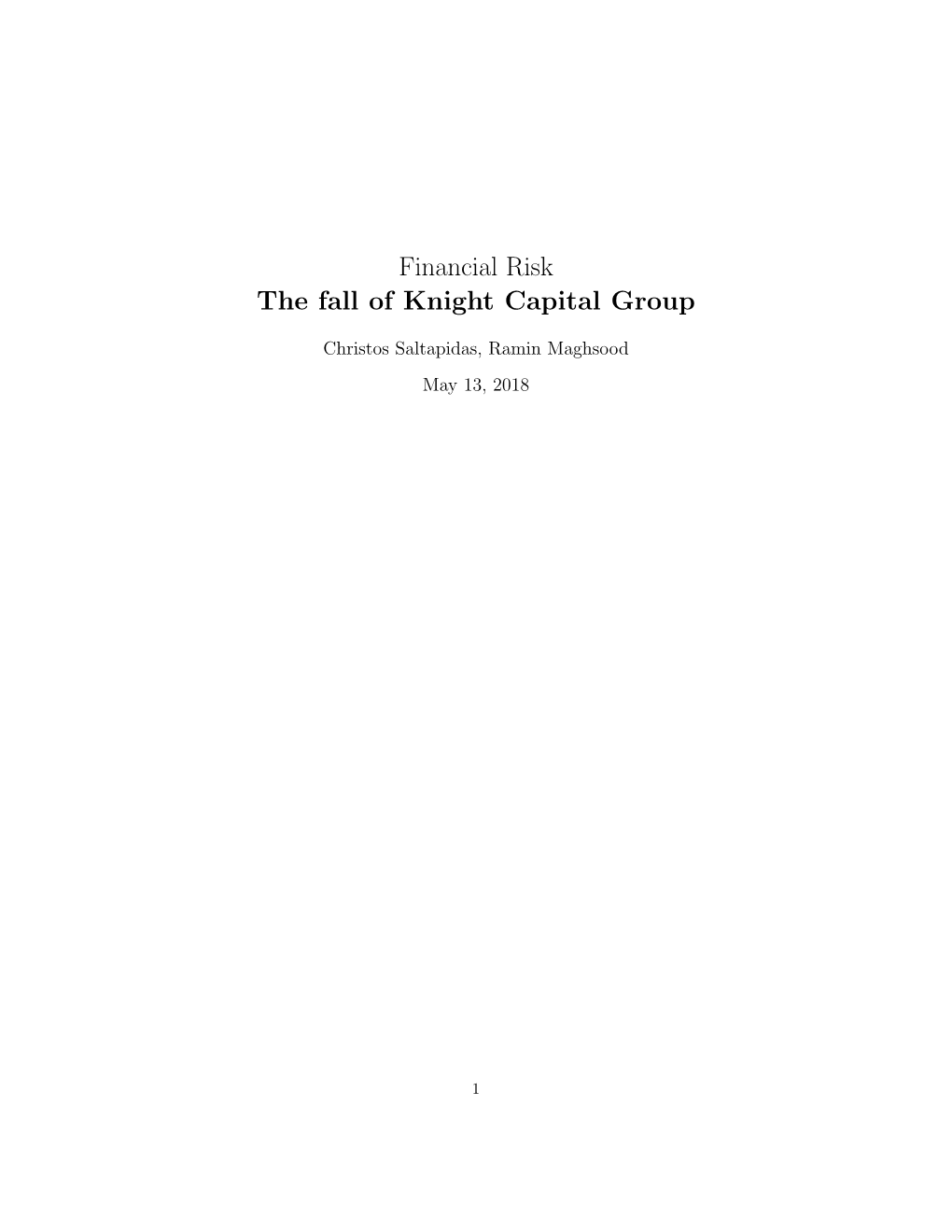 Financial Risk the Fall of Knight Capital Group